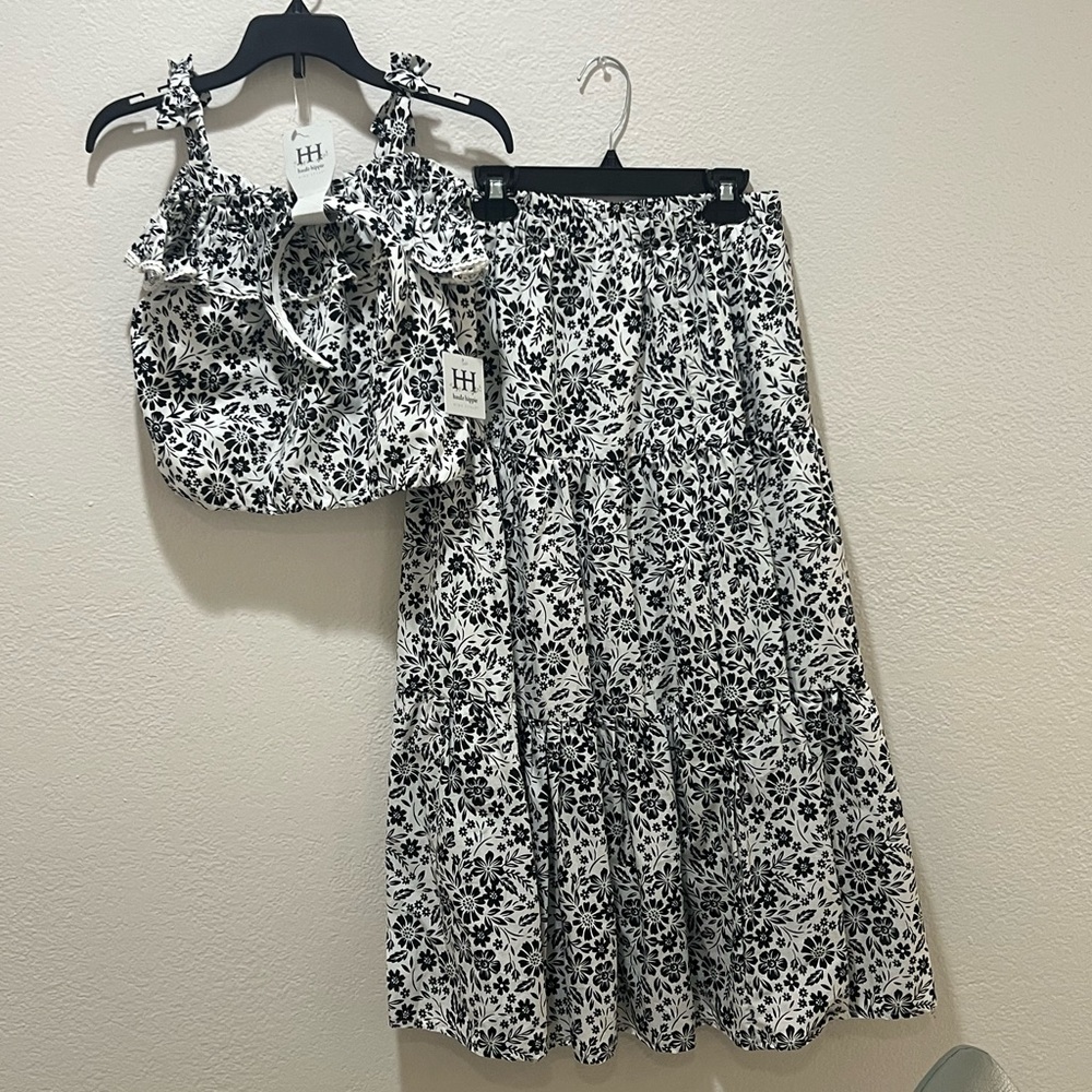 NWT Girls' Haute Hippie cropped Top & maxi Skirt with Headband size 10/12